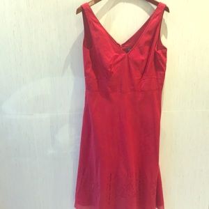Ann Taylor Red Midi Cocktail Dress with Wrap